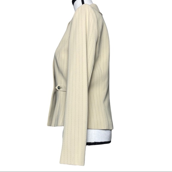 Tahari Tan Pinstripe Blazer with Shoulder Pads - Picture 3 of 10